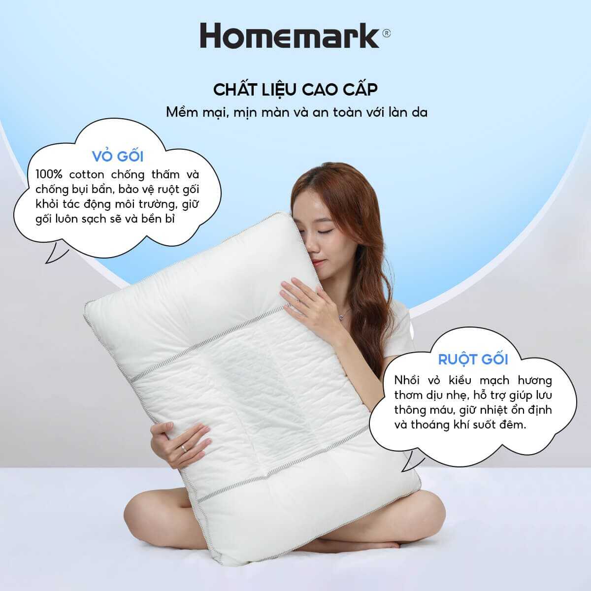 Ruột Gối Kiều Mạch Homemark 50x70cm – Thiết Kế Cao Cấp, Êm Ái, Thoáng Khí, Nâng Đỡ Cổ Vai Gáy