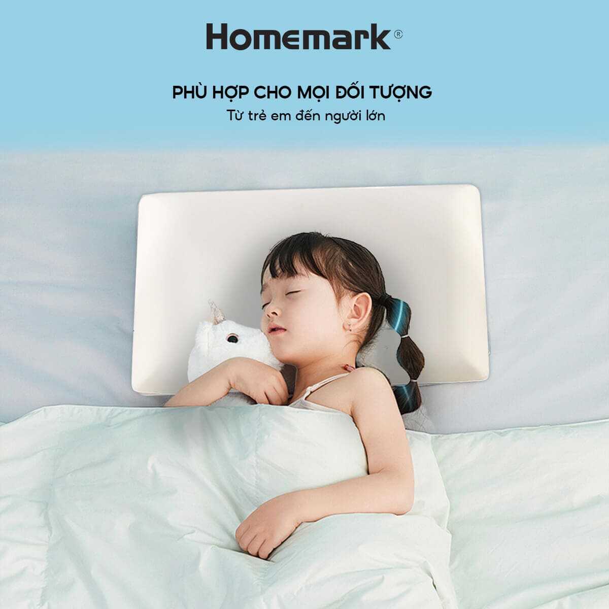 Gối Memory Foam Homemark Cao Cấp Giảm Đau Vai Gáy, Nâng Đỡ Cổ, Thoáng Khí, Siêu Êm Ái