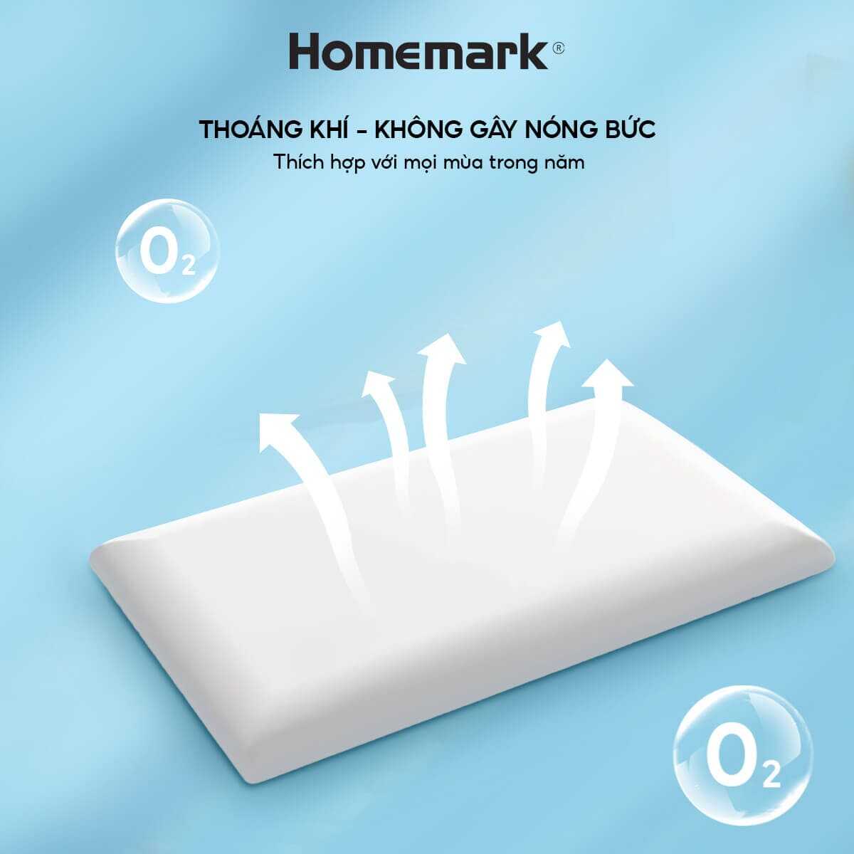 Gối Memory Foam Homemark Cao Cấp Giảm Đau Vai Gáy, Nâng Đỡ Cổ, Thoáng Khí, Siêu Êm Ái