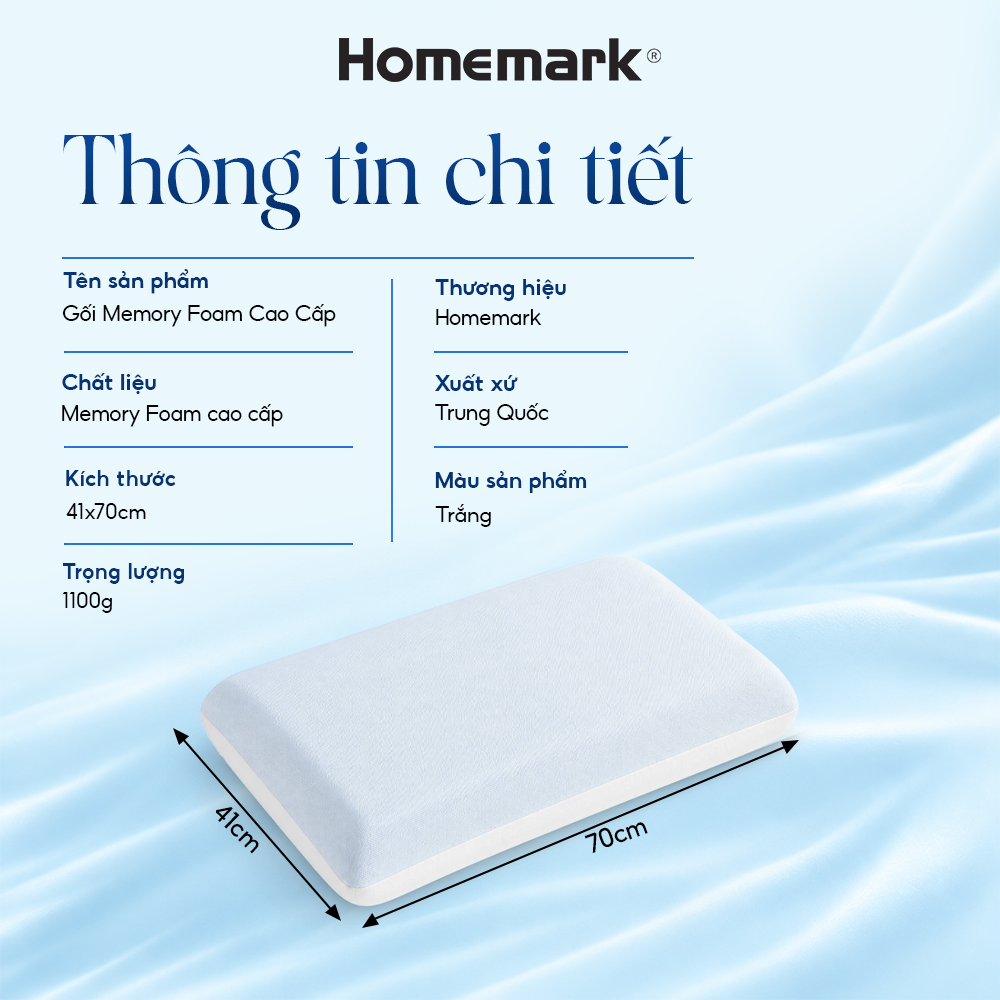Gối Memory Foam Homemark Cao Cấp Giảm Đau Vai Gáy, Nâng Đỡ Cổ, Thoáng Khí, Siêu Êm Ái