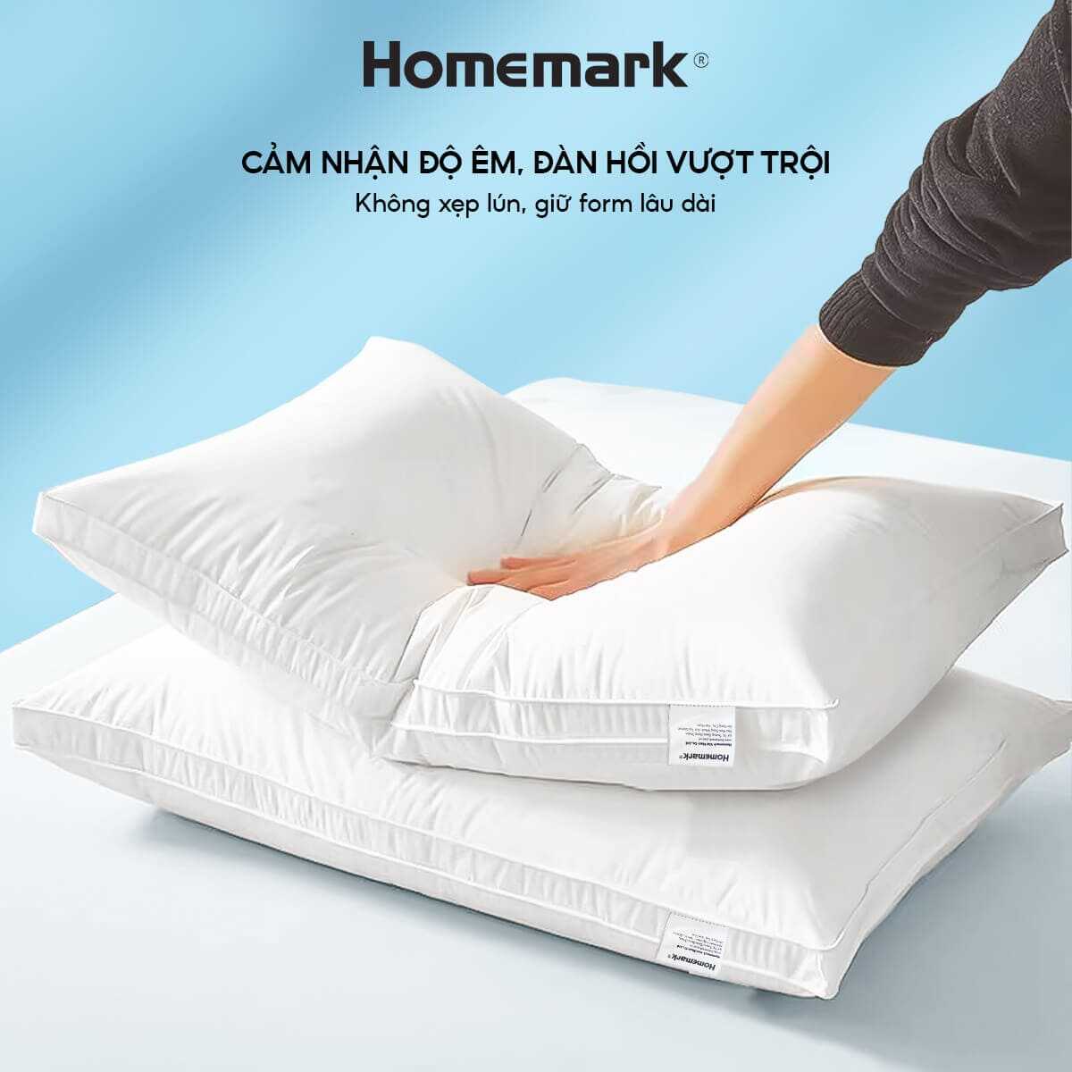 Ruột Gối Lông Vũ 50x70cm Homemark Premium - Êm Ái, Thoáng Khí, Chống Xẹp Lún, Chống Bám Bụi, Cao Cấp