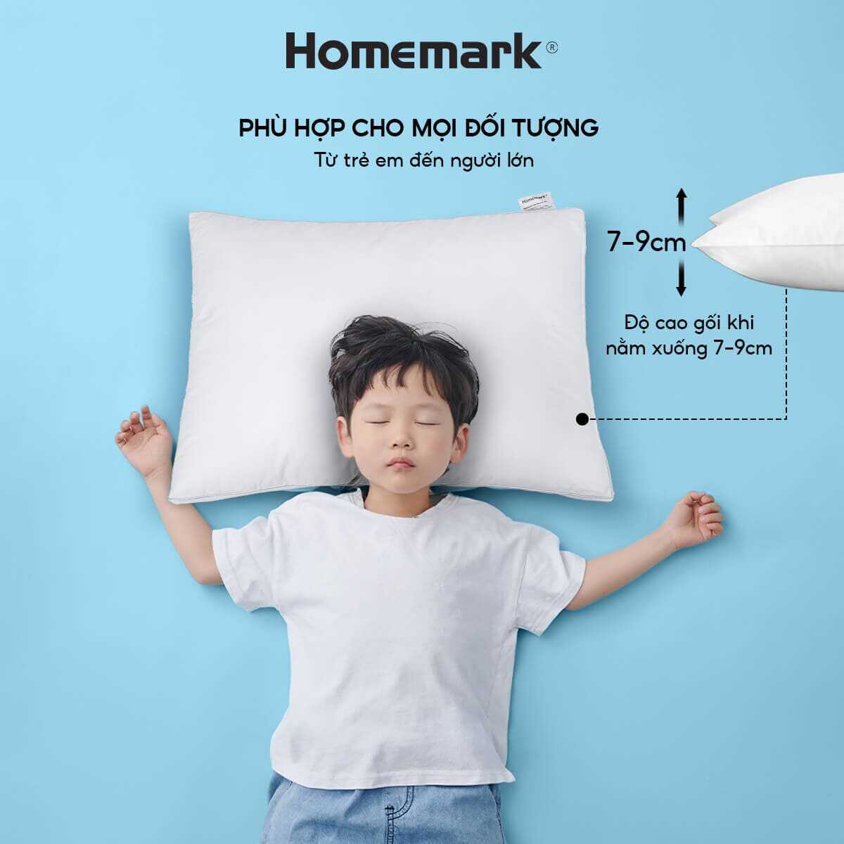 Ruột Gối Lông Vũ 50x70cm Homemark Premium - Êm Ái, Thoáng Khí, Chống Xẹp Lún, Chống Bám Bụi, Cao Cấp