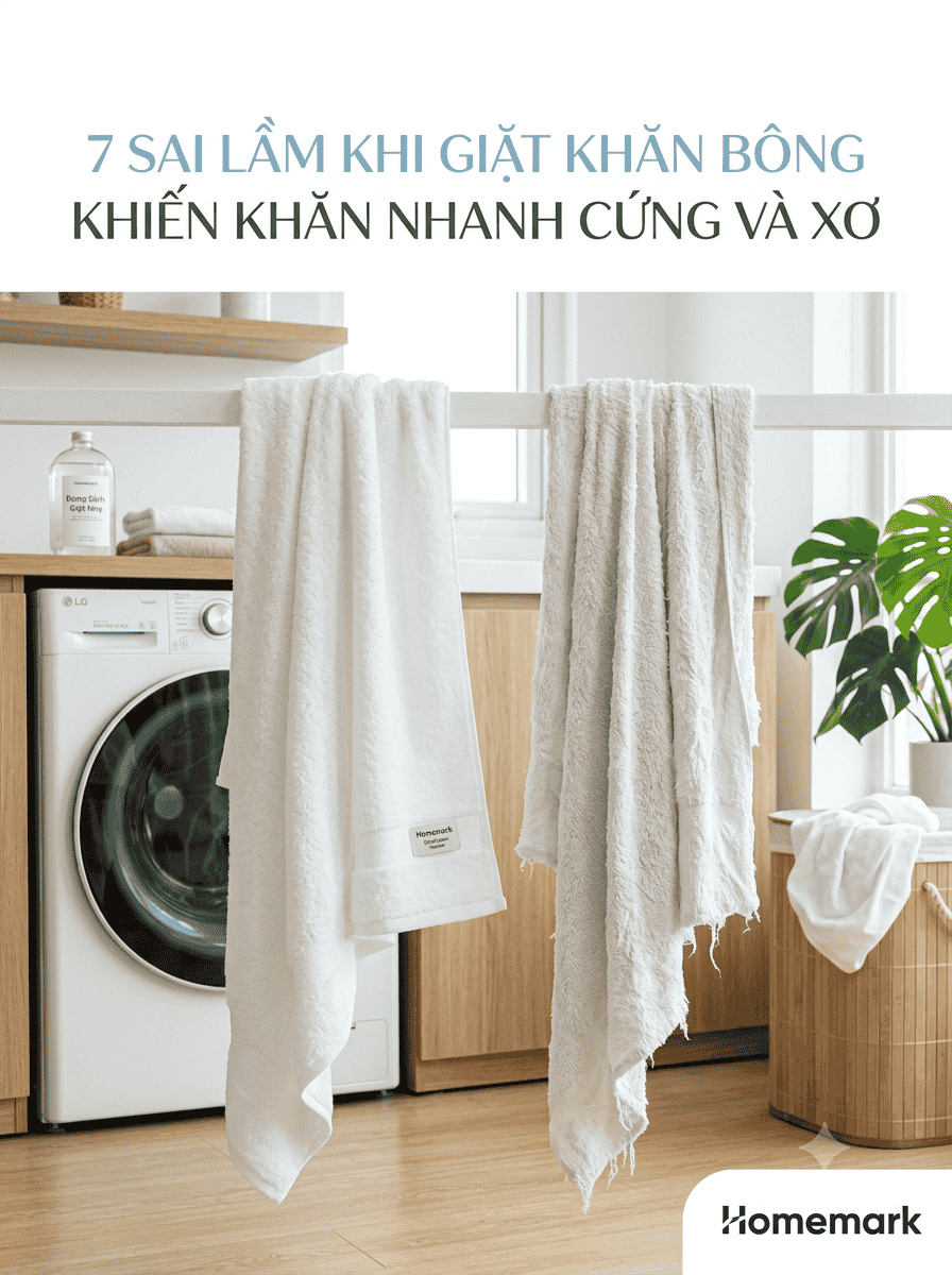 7 Sai Lầm Khi Giặt Khăn Bông Khiến Khăn Nhanh Cứng Và Xơ