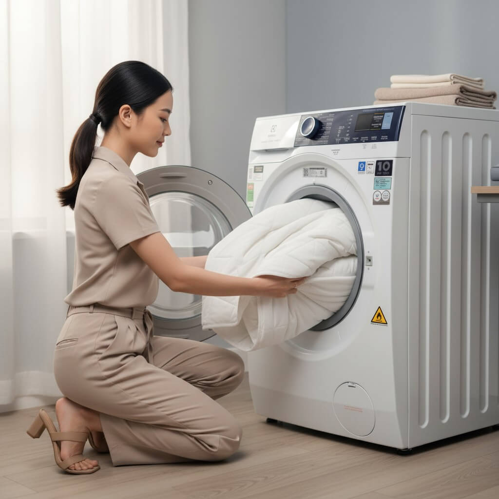 Cách Giặt Ruột Chăn Lông Vũ Nhân Tạo Microfiber Bằng Máy Giặt Đúng Chuẩn Chuyên Gia