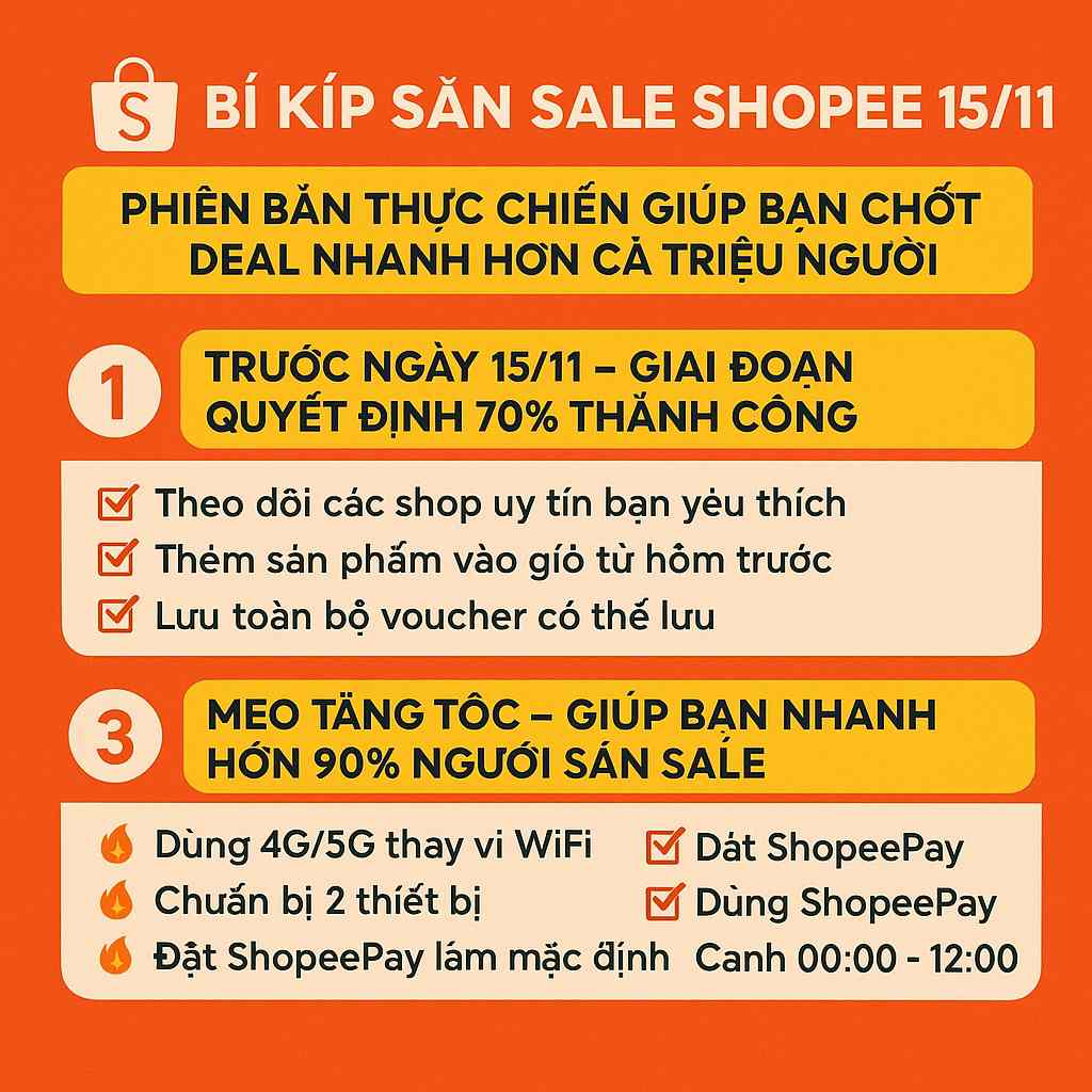 Bí Kíp Săn Sale Shopee 15/11: Hướng Dẫn Chuẩn Pro Giúp Bạn Chốt Deal Nhanh Giá Rẻ Sâu