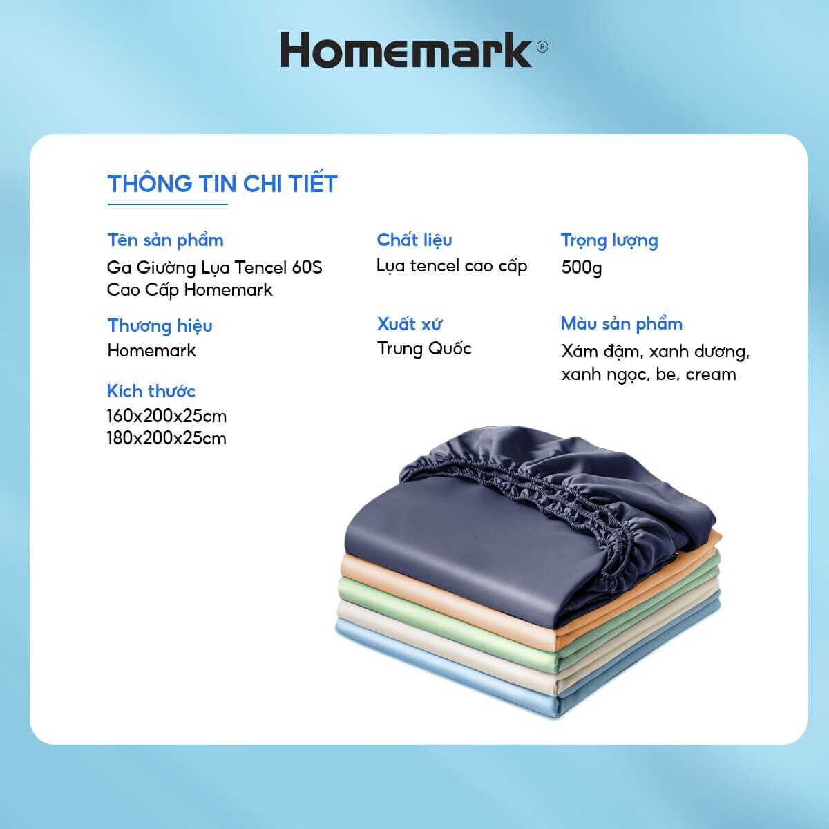 Ga Giường Tencel 60s Cao Cấp Homemark 160x200 180x200 Lụa Mềm Mịn, Thoáng Khí, Sang Trọng