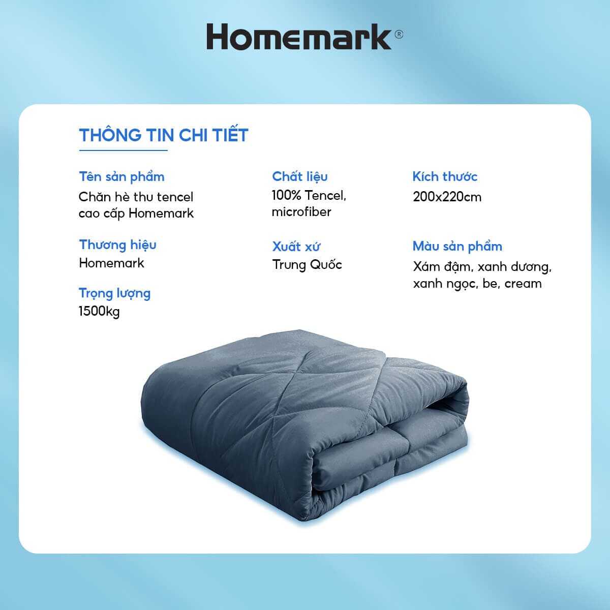 Chăn Hè Cao Cấp Homemark 200x220 Vải Tencel Mềm Mịn, Chống Dị Ứng, Thoáng Khí