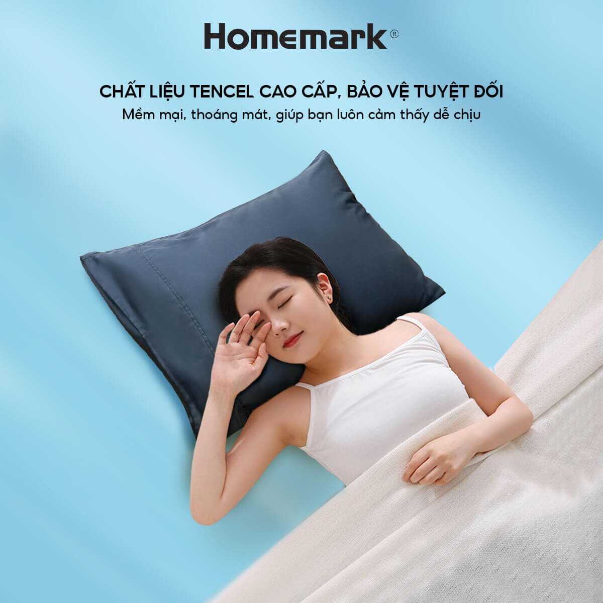 Vỏ Gối Tencel 60s Homemark 50x70cm Lụa Mềm Mịn, Thoáng Mát, Chống Nhăn, Kháng Khuẩn