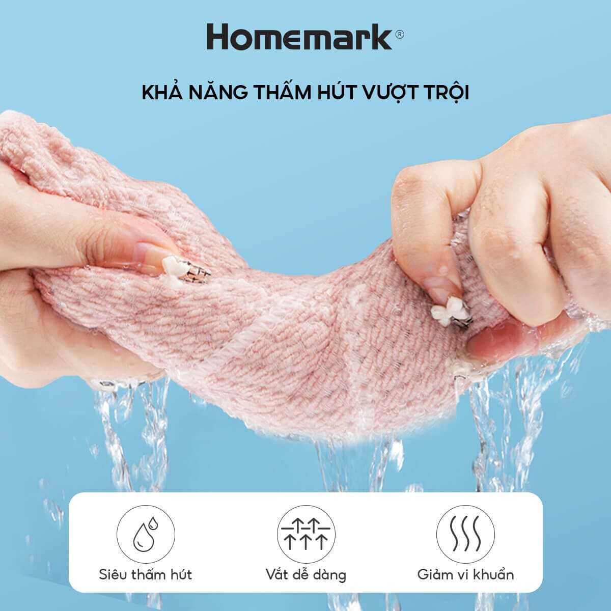 Khăn lau bếp đa năng siêu thấm hút, lau kính, xe ô tô, combo 5 cái Homemark