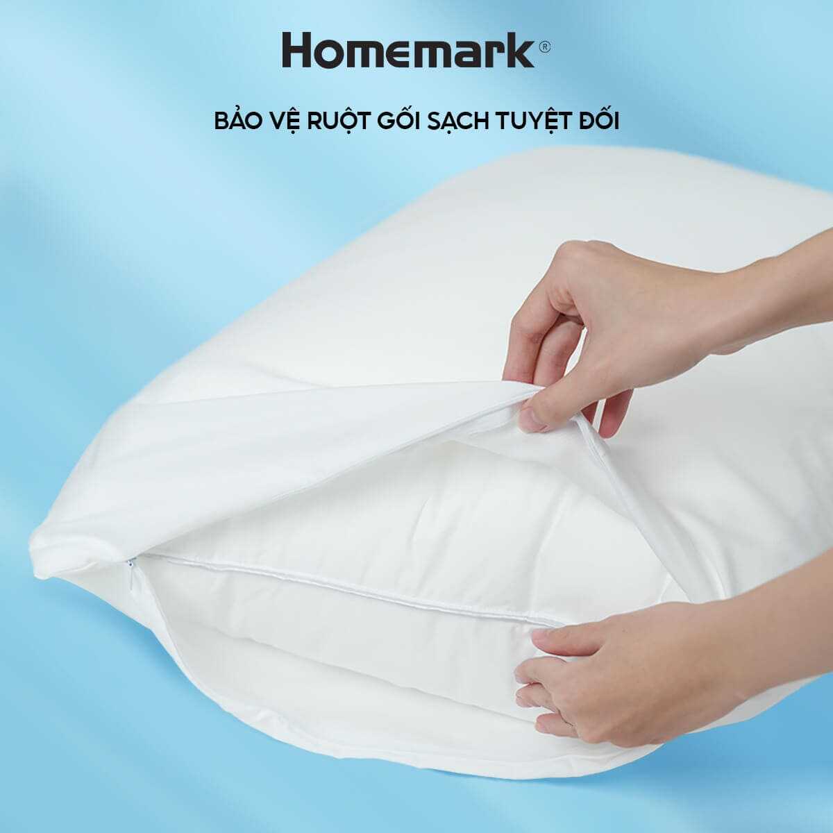 Vỏ Bảo Vệ Ruột Gối Homemark 50x70cm Chống Thấm, Chống Bụi, Thoáng Khí, Khóa Kéo Tiện Dụng