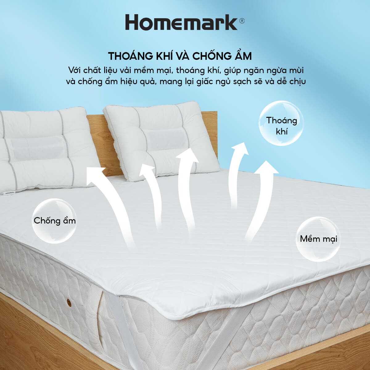 Tấm Bảo Vệ Nệm Chống Thấm Homemark 4 Lớp Bảo Vệ, Ngăn Bụi Bẩn, Dễ Vệ Sinh, Giữ Nệm Sạch Như Mới