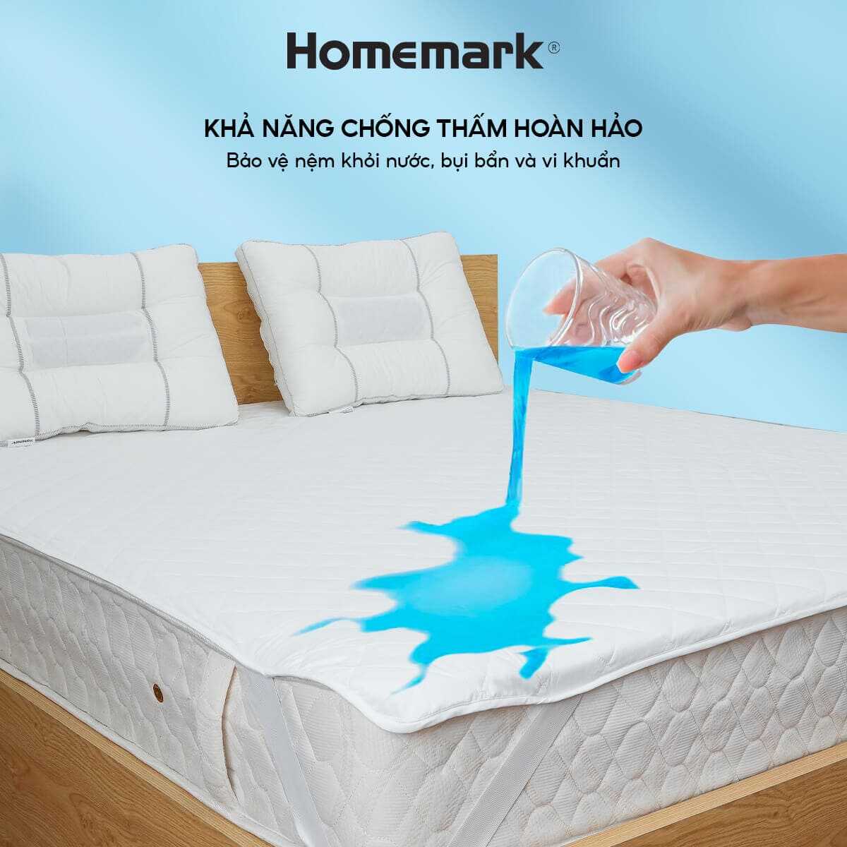 Tấm Bảo Vệ Nệm Chống Thấm Homemark 4 Lớp Bảo Vệ, Ngăn Bụi Bẩn, Dễ Vệ Sinh, Giữ Nệm Sạch Như Mới
