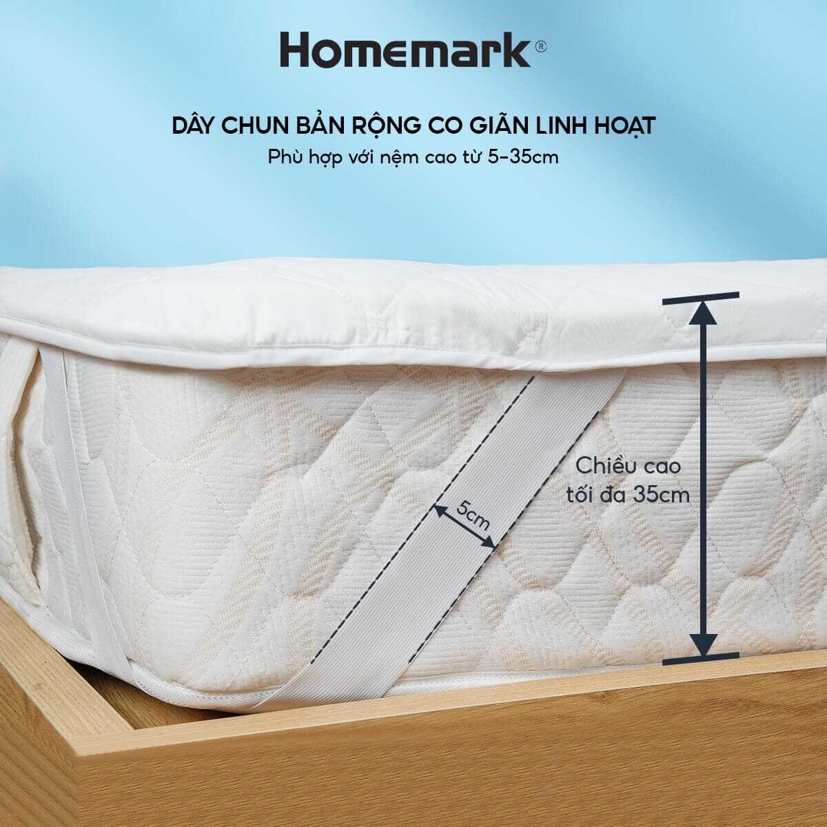 Tấm Bảo Vệ Nệm Chống Thấm Homemark 4 Lớp Bảo Vệ, Ngăn Bụi Bẩn, Dễ Vệ Sinh, Giữ Nệm Sạch Như Mới